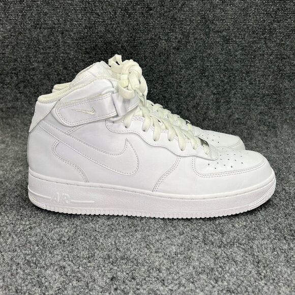Nike Air Force 1 Mid '07 Shoes Men's Size 12 Triple White Leather Retro Athletic - Picture 1 of 12